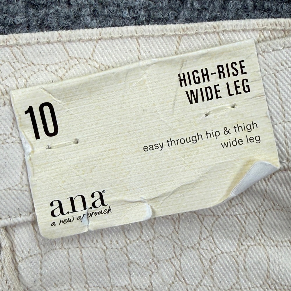 a.n.a Pants Size 10 31L Cream Croc Print High Rise Wide Leg NWT Women's - Picture 5 of 11